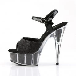 Pleaser 6" Black Glitter Stripper Heels* Shoes