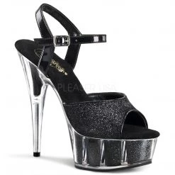 Pleaser 6" Black Glitter Stripper Heels* Shoes