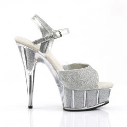 Pleaser Shoes Silver 6" Glitter High Heels* 9 Pleaser Shoes Silver 6