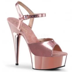 Pleaser Shoes Rose Gold 6" Ankle Strap Pumps*