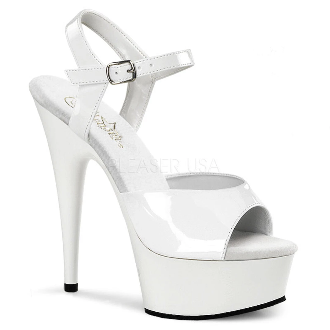 Pleaser Shoes White 6" Ankle Strap Heels* 3 Pleaser Shoes White 6" Ankle Strap Heels*