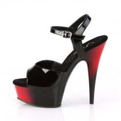 Pleaser Shoes Black/Red 6" Ankle Strap Pumps*