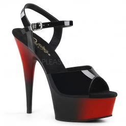 Pleaser Shoes Black/Red 6" Ankle Strap Pumps*