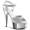 Pleaser 6" Heel Silver Ankle Strap Sandal Shoes*