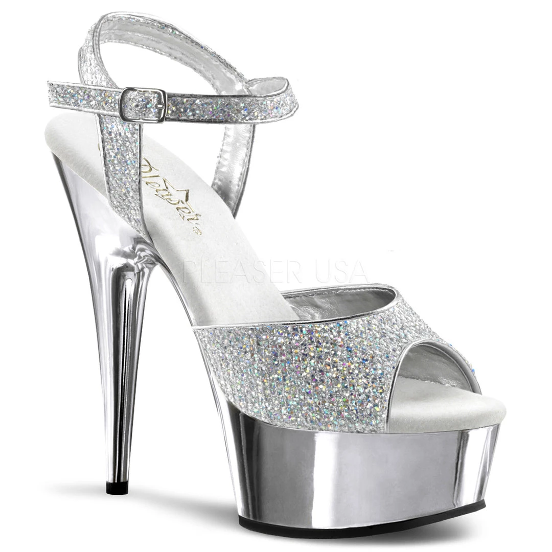Pleaser 6" Heel Silver Ankle Strap Sandal Shoes* 3 Pleaser 6" Heel Silver Ankle Strap Sandal Shoes*