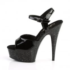 Pleaser 6" Heel Black Glitter Ankle Strap Sandal Shoes* 7 Pleaser 6