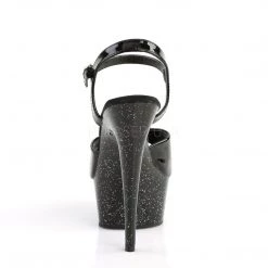 Pleaser 6" Heel Black Glitter Ankle Strap Sandal Shoes* 8 Pleaser 6