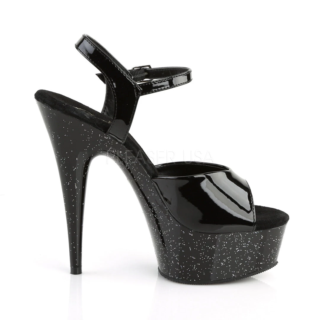 Pleaser 6" Heel Black Glitter Ankle Strap Sandal Shoes* 6 Pleaser 6" Heel Black Glitter Ankle Strap Sandal Shoes*