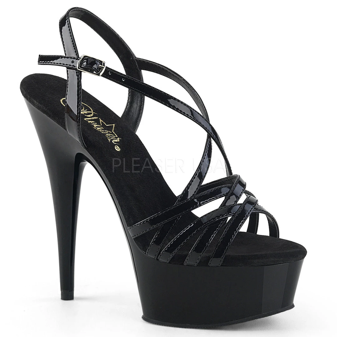 Pleaser 6" Heel Black Criss-Cross Strap Sandal Shoes* 3 Pleaser 6" Heel Black Criss-Cross Strap Sandal Shoes*