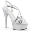 Pleaser 6" Heel Silver Criss-Cross Strap Sandal Shoes*