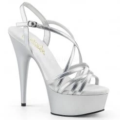 Pleaser 6" Heel Silver Criss-Cross Strap Sandal Shoes*