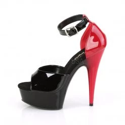 Pleaser 6" Heel Black/Red Ankle Strap Sandal* Shoes