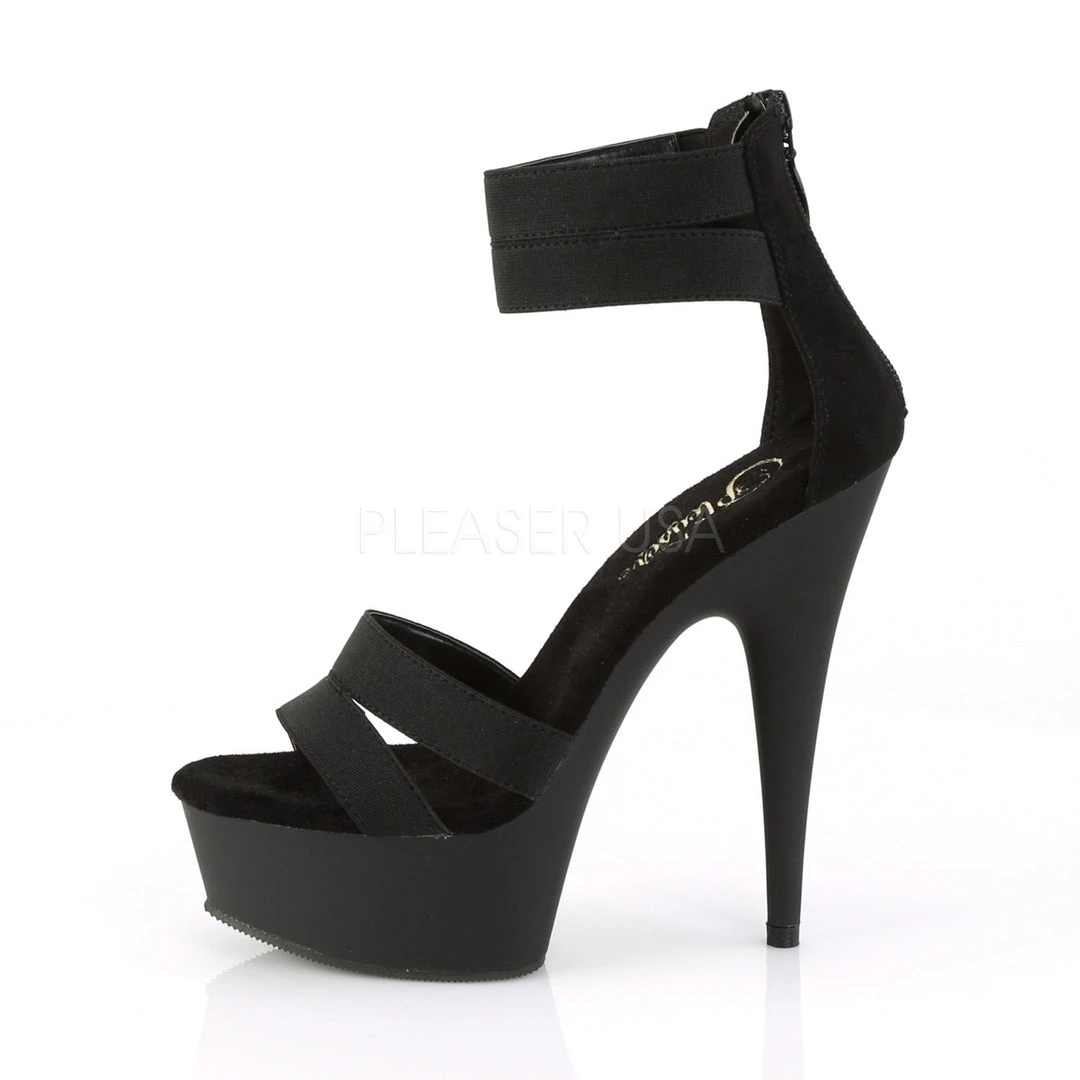 Pleaser 6" Heel Black Ankle Strap Sandal Back Zip Shoes* 4 Pleaser 6" Heel Black Ankle Strap Sandal Back Zip Shoes*