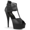 Pleaser 6" Black Faux Leather T-Strap Sandal Shoes*