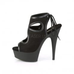 Pleaser Shoes 6" Heel Black Faux Leather Platform Sandal Booties* 7 Pleaser Shoes 6