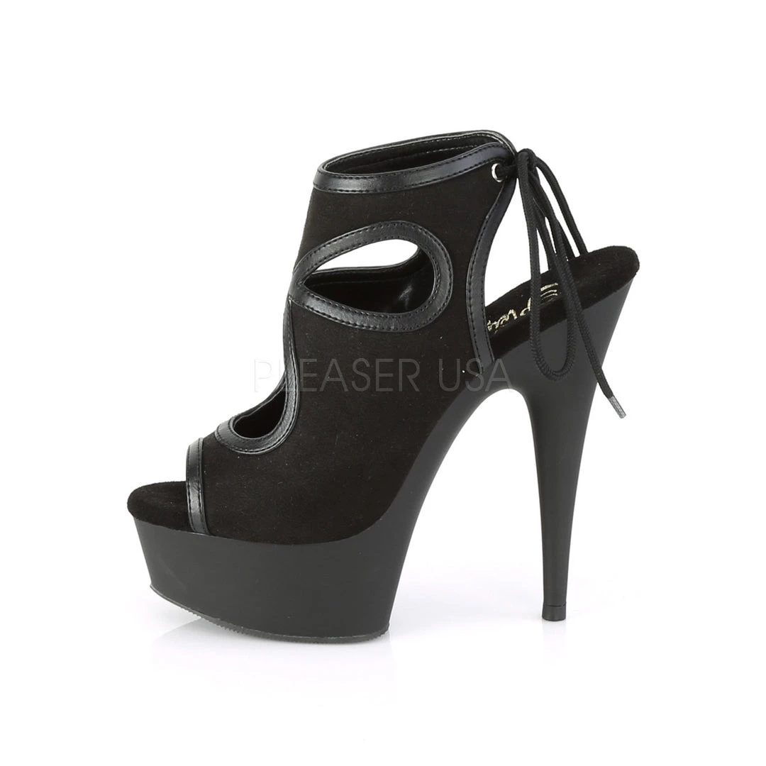 Pleaser Shoes 6" Heel Black Faux Leather Platform Sandal Booties* 4 Pleaser Shoes 6" Heel Black Faux Leather Platform Sandal Booties*