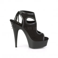Pleaser Shoes 6" Heel Black Faux Leather Platform Sandal Booties* 9 Pleaser Shoes 6