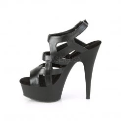 Pleaser 6" Heel Black Faux Leather Sandal Shoes*