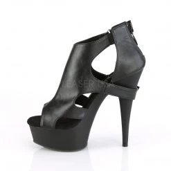 Pleaser 6" Heel Black Faux Leather Sandal Booties* Shoes