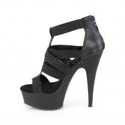 Pleaser 6" Heel Black Faux Leather T-Strap Sandal Shoes*