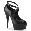 Pleaser 6" Black Faux Leather Peep Toe Criss-Cross Shoes*