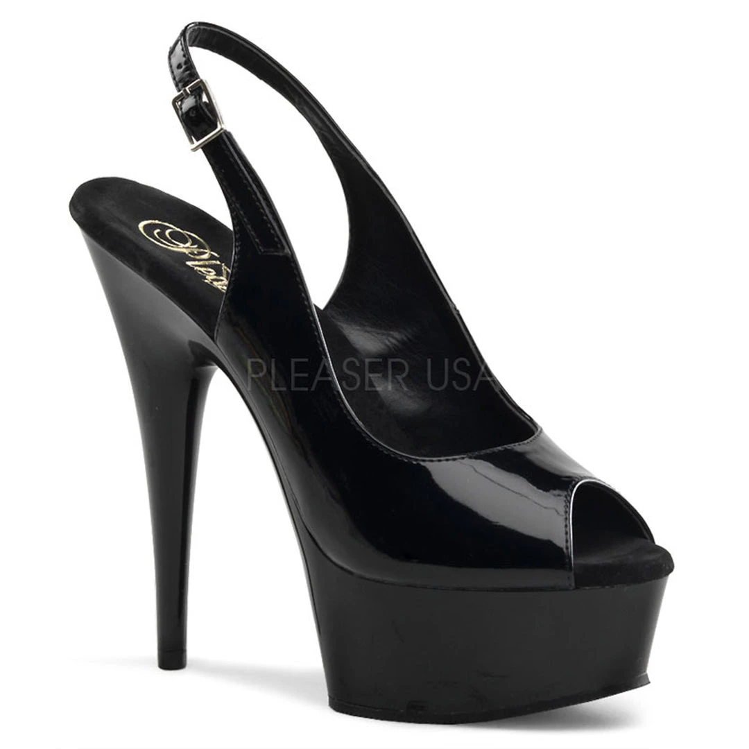 Pleaser 6" Heel Black Slingback Platform Sandal* Shoes 3 Pleaser 6" Heel Black Slingback Platform Sandal* Shoes