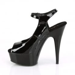 Pleaser 6" Black Peep Toe Ankle Strap Sandal Shoes*