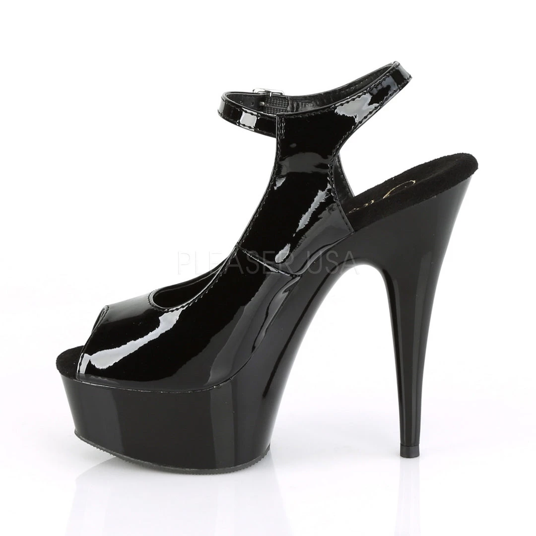 Pleaser 6" Black Peep Toe Ankle Strap Sandal Shoes* 4 Pleaser 6" Black Peep Toe Ankle Strap Sandal Shoes*