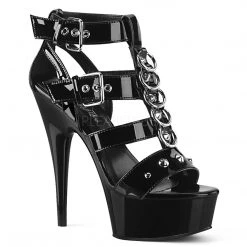 Pleaser 6" Black Strappy T-Strap Sandal Shoes*