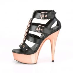 Pleaser 6" Black Faux Leather Strappy T-Strap Sandal Shoes*