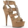 Pleaser 6" Heel Taupe Strappy T-Strap Sandal* Shoes