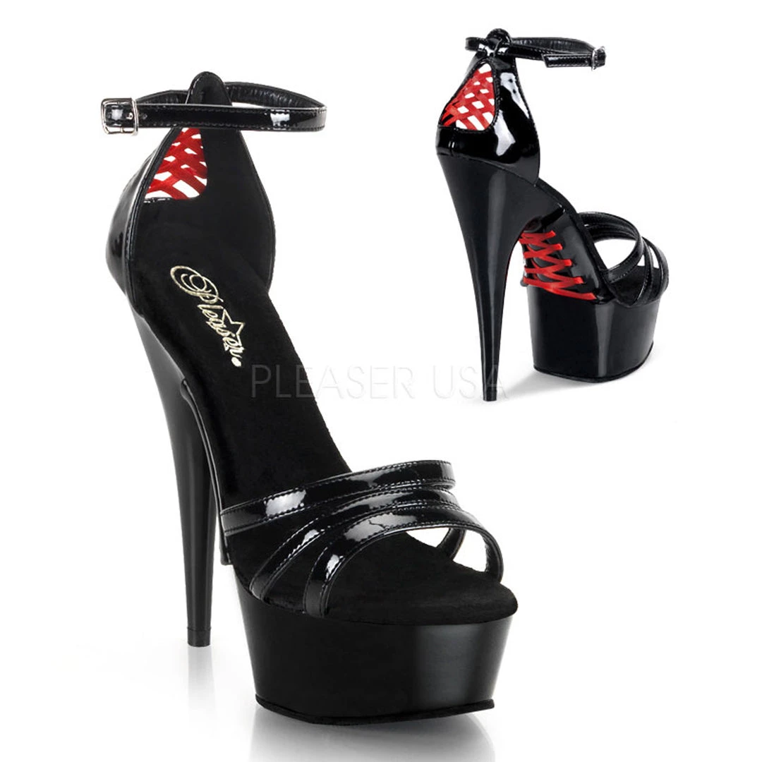 Pleaser 6" Heel Black Corset Style Sandal Shoes* 3 Pleaser 6" Heel Black Corset Style Sandal Shoes*
