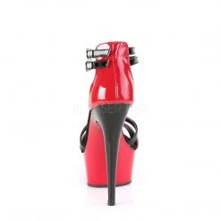 Pleaser 6" Heel Red/Black Ankle Strap T-Strap Sandal* Shoes 8 Pleaser 6