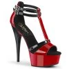 Pleaser 6" Heel Red/Black Ankle Strap T-Strap Sandal* Shoes