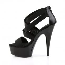 Pleaser 6" Black Faux Leather Criss-Cross Sandal Shoes*