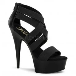 Pleaser 6" Black Faux Leather Criss-Cross Sandal Shoes*