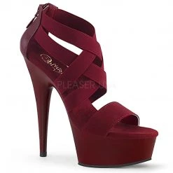 Pleaser 6" Burgundy Faux Leather Criss-Cross Sandal Shoes*