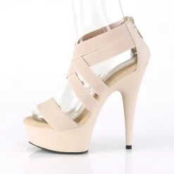 Pleaser 6" Beige Faux Leather Criss-Cross Sandal Shoes*