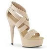 Pleaser 6" Beige Faux Leather Criss-Cross Sandal Shoes*
