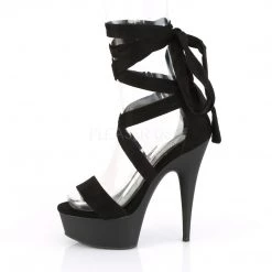 Pleaser 6" Black Faux Suede Criss-Cross Ankle Wrap Sandal* Shoes