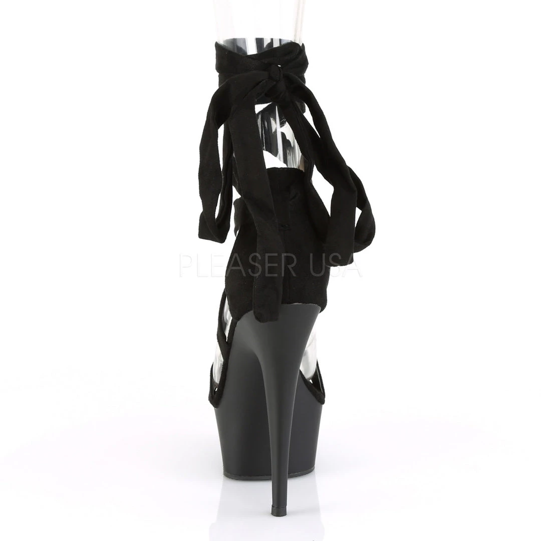 Pleaser 6" Black Faux Suede Criss-Cross Ankle Wrap Sandal* Shoes 4 Pleaser 6" Black Faux Suede Criss-Cross Ankle Wrap Sandal* Shoes