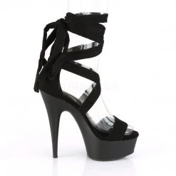 Pleaser 6" Black Faux Suede Criss-Cross Ankle Wrap Sandal* Shoes 8 Pleaser 6