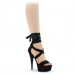 Pleaser 6" Black Faux Suede Criss-Cross Ankle Wrap Sandal* Shoes 9 Pleaser 6