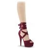 Pleaser 6" Burgundy Criss-Cross Ankle Wrap Sandal Shoes*