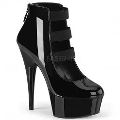 Pleaser 6" Heel Black Strappy Sandal Ankle Bootie*