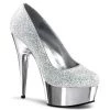 Pleaser 6" Heel Silver Chrome Platform W/ Rhinestones* Shoes 2 Pleaser 6" Heel Silver Chrome Platform W/ Rhinestones* Shoes