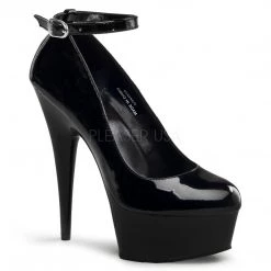Pleaser 6" Black Ankle Strap Platform Pump* Shoes