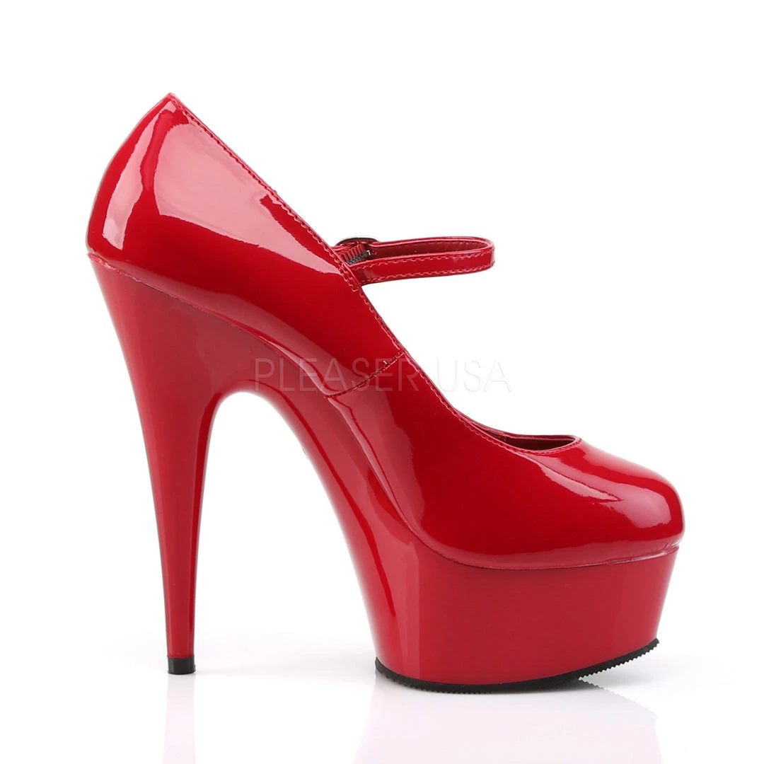 Pleaser 6" Red Shoes Mary Jane Pump* 6 Pleaser 6" Red Shoes Mary Jane Pump*