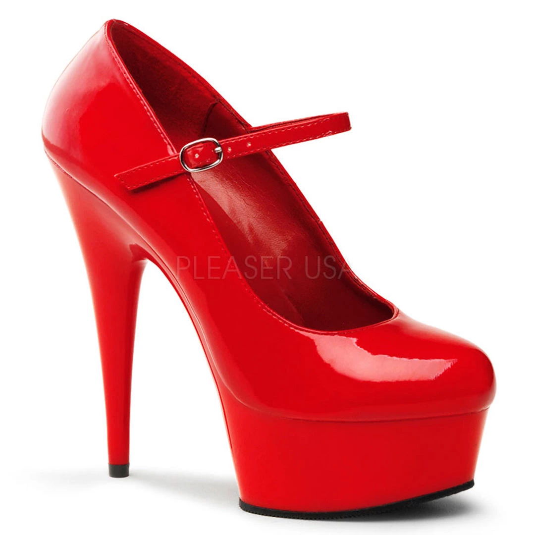 Pleaser 6" Red Shoes Mary Jane Pump* 3 Pleaser 6" Red Shoes Mary Jane Pump*