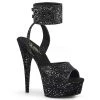 Pleaser 6" Black Glitter Ankle Strap Sandal Shoes* 1 Pleaser 6" Black Glitter Ankle Strap Sandal Shoes*